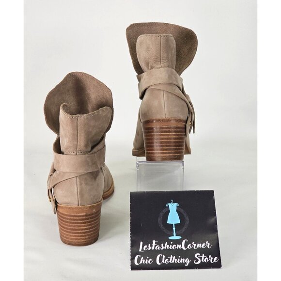UGG Elora Sahara Women's Taupe Suede Leather Ankle Boots Heel Size 7.5 217 - Picture 9 of 16